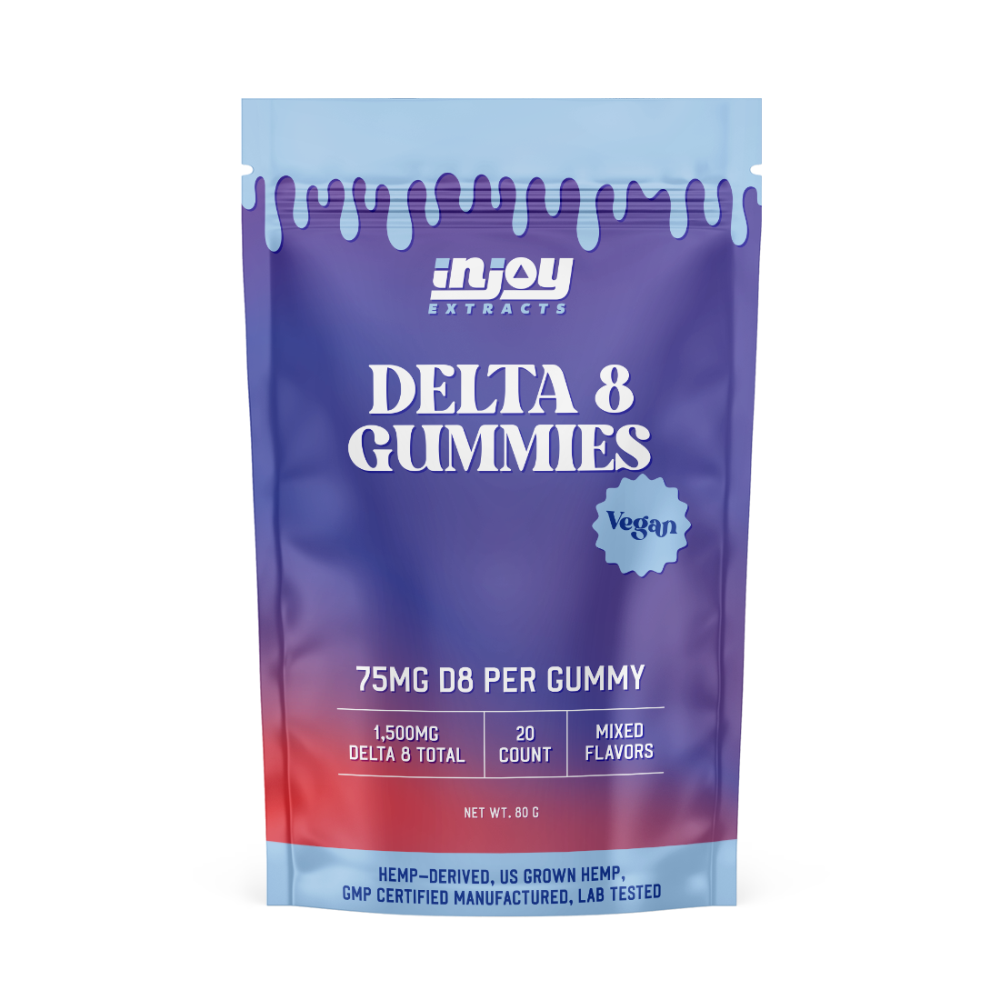 wholesale 75mg vegan delta 8 gummies with 20 gummies per bag