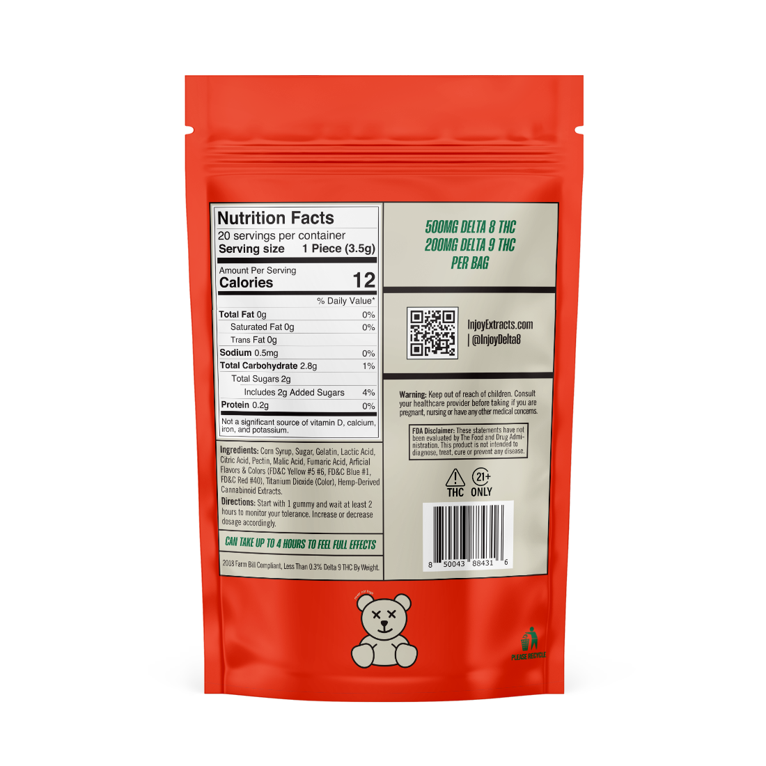 nutrition facts for wholesale gummies with 25mg of delta 8 and 10mg of delta 9 per gummy