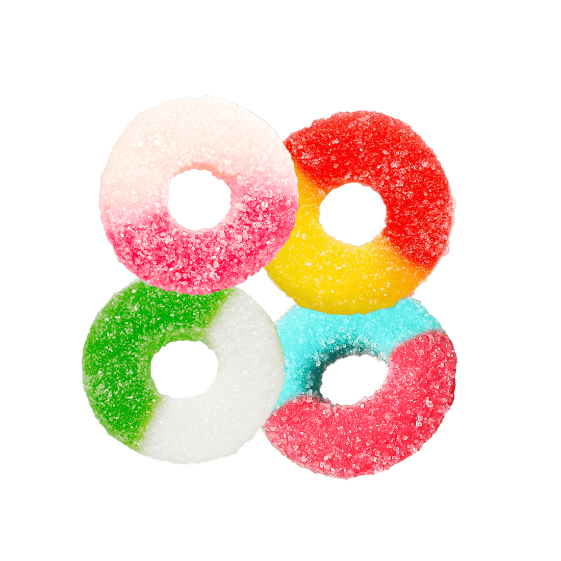 25mg delta 9 gummy rings picture of all 4 mixed fruit flavors