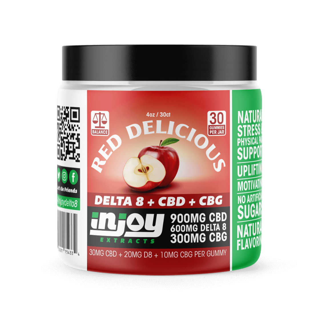 Injoy Extracts Delta 8: CBG: CBD Gummies - Red Apple