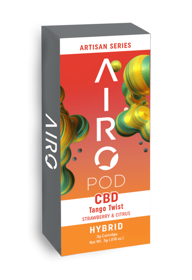 airopod artisan series, CBD tango twist, strawbrerry and citrus flavor, hybrid cart