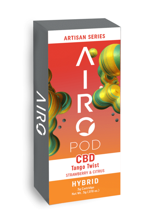 airopod artisan series, CBD tango twist, strawbrerry and citrus flavor, hybrid  cart 