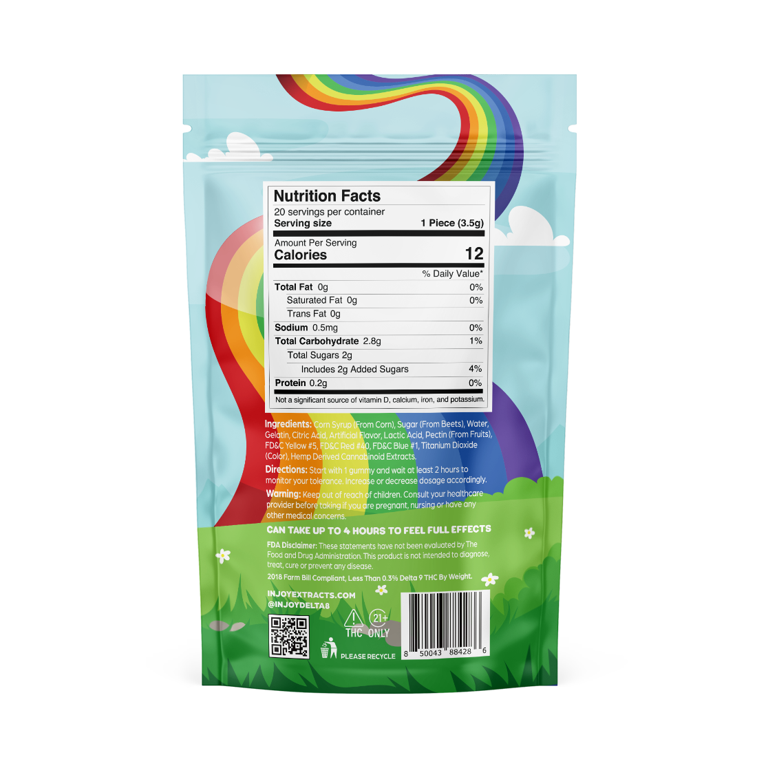 nutrition facts wholesale gummy bears with each gummy bear containing 25mg of delta 8 and 35mg of HHC with 20 gummies per bag