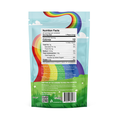 nutrition facts wholesale gummy bears with each gummy bear containing 25mg of delta 8 and 35mg of HHC with 20 gummies per bag