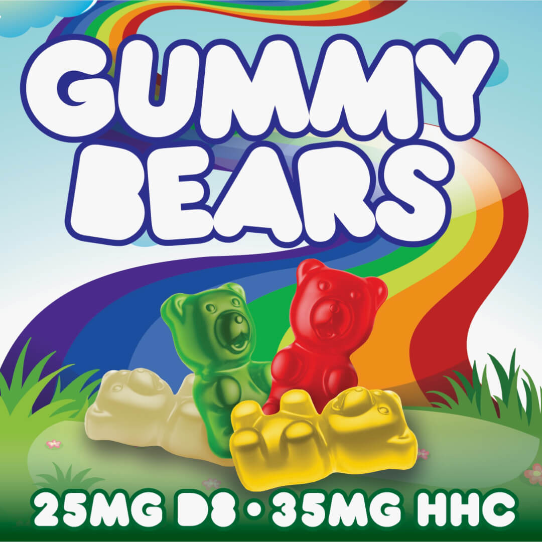 wholesale gummy bears with each gummy bear containing 25mg of delta 8 and 35mg of HHC with 20 gummies per bag