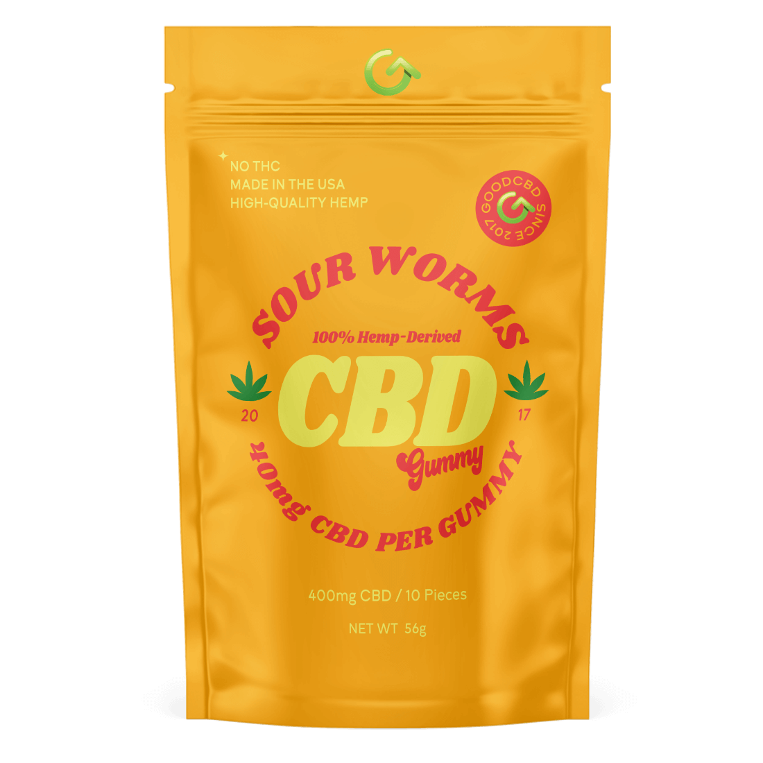 40mg CBD Sour Gummy Worms - Good CBD Online Store