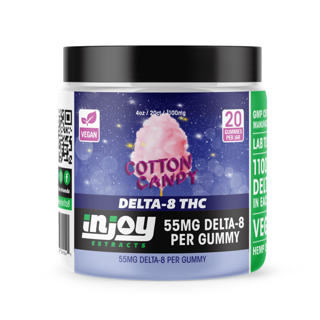 50mg Delta 8 Gummies - Cotton Candy Flavored - Injoy Extracts