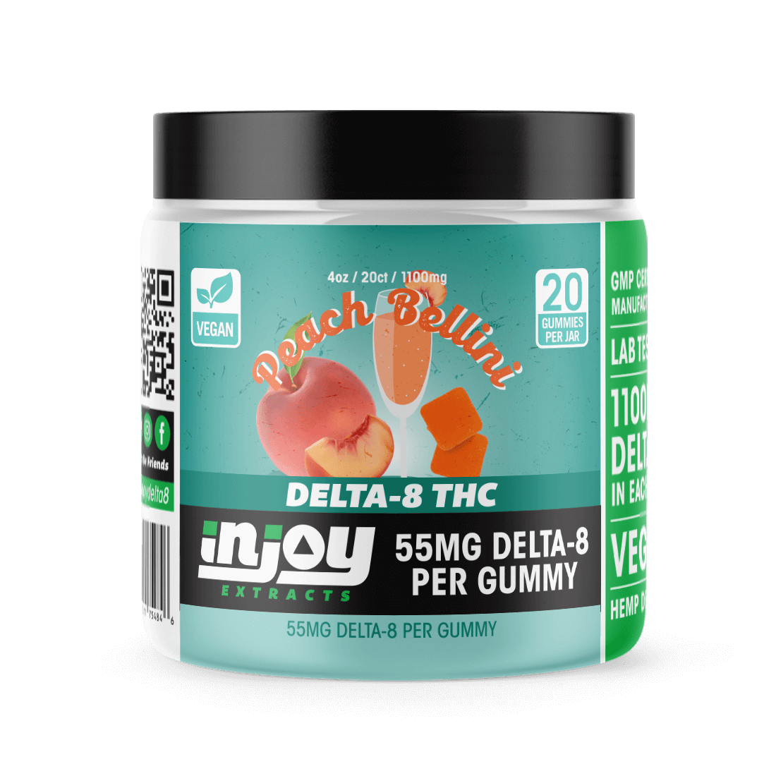 50mg Delta 8 Gummies - Peach Flavored - Injoy Extracts