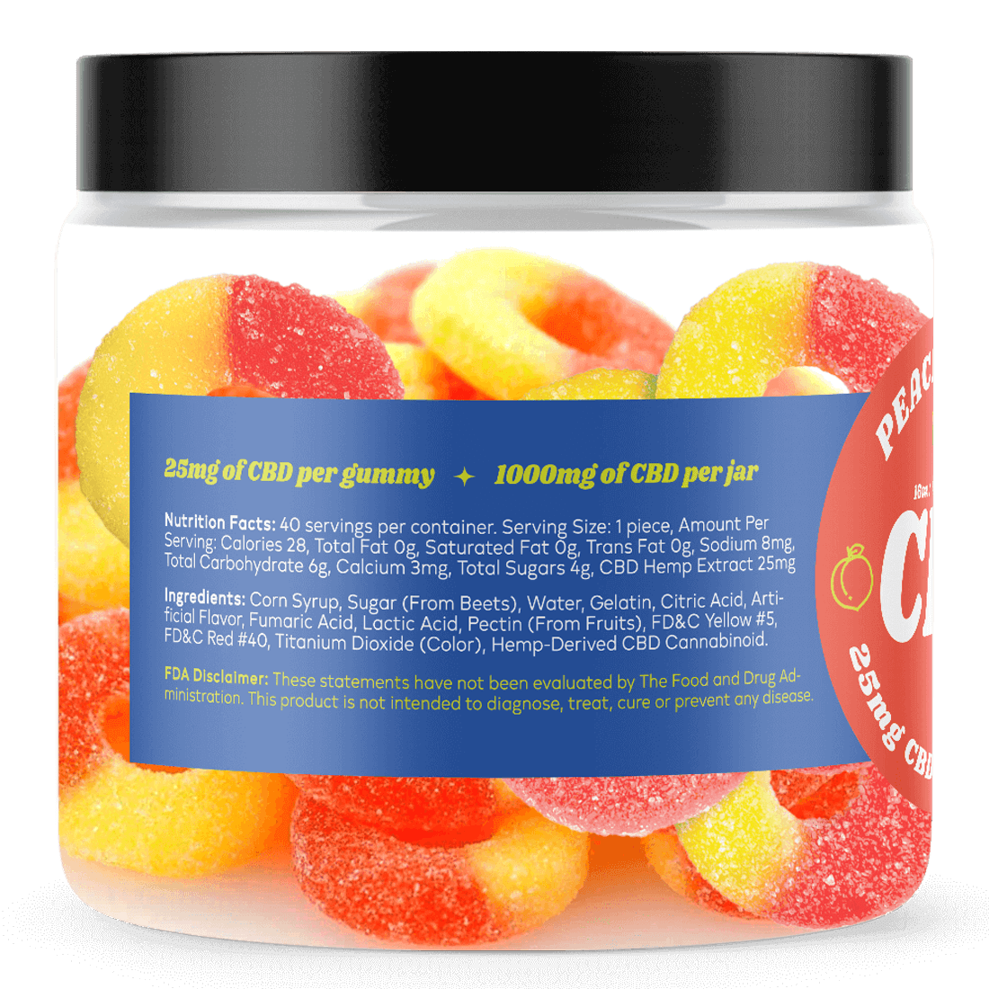 CBD gummy peach rings - 25mg - Good CBD