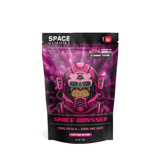 wholesale space gummies with 25mg Delta 8 + 25mg HHC is a perfect blend and comes with 24 gummy rings per bag
