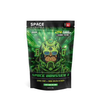 These wholesale vegan space gummies come with 25mg HHC and 5mg Delta 9 THC